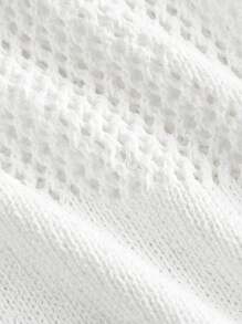 Skyraze Women's Elegant Slimming Crochet Halter Knitted Dress,Vacation Style Music Festival Fashionable And Elegant Boho White Long Dress - White - View 4