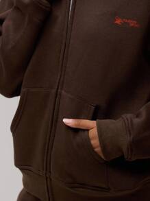 Musera Sport Áo khoác thể thao có khóa kéo Jersey, logo, áo hoodie năng động, trang phục tập gym, Padel Fitness, Desert Runner Fitness - Cà phê nâu - Xem 7