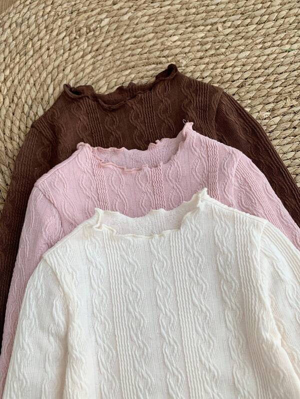 LMoss Kids Conjunto de 3 piezas de ropa casual para bebé niña con top de cuello mao en unicolor y tejido