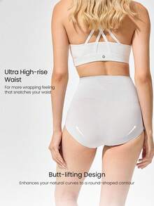 GLOWMODE 1 件装塑身高腰收腹提臀塑身内衣日常休闲 - 淺灰色 - 查看 2