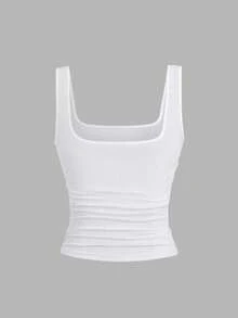 Flirla 大码女式纯色简约无袖背心，日常穿着 - 彩色 - 查看 6