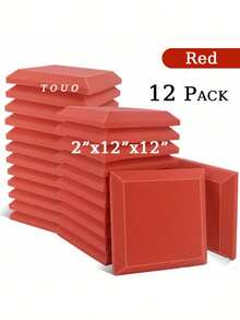 TOUO 6-24 片大号方形斜边吸音泡沫板 12 英寸 x 12 英寸 x 2 英寸/12 英寸 x 12 英寸 x 1.18 英寸，高密度隔音墙板，8 种颜色，工作室和卧室隔音处理，隔音家居配件