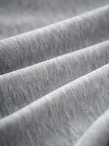 Discovery X SHEIN Women's Letter & Dinosaur Pattern Hooded Long Sleeve Sweatshirt - Light Grey - View 6