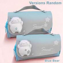 1 件可爱小学生多功能大容量可拆卸甜甜圈形减压铅笔盒返校、铅笔袋、书包 - 粉色 - 查看 6