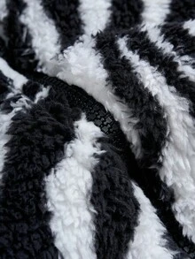 PAVTROS Men's Zebra Print Long Sleeve Fleece Zip-Up Hooded Jacket , Fall Winter