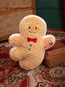 1 Stück dekorativer Lebkuchenmann Ornament mit braunem und weißem Zuckerguss-Muster, Weihnachts-Feiertags-Heimdekoration, Winterzeit, Festliche Party Geschenkidee, Strumpfhalter, Vintage-Stil, handgefertigt, saisonale Dekoration, süßes Design, Wandbehang, Baumschmuck, festliche Accessoires