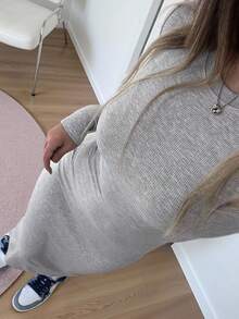 INAWLY 女士时尚休闲复古简约纯色浪漫度假连衣裙