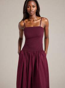 Ontre 2025 新款都市简约风无袖连衣裙，拼布面料，A 字廓形，针织材质，女士休闲连衣裙，适合秋季、返校、商务休闲、通勤装