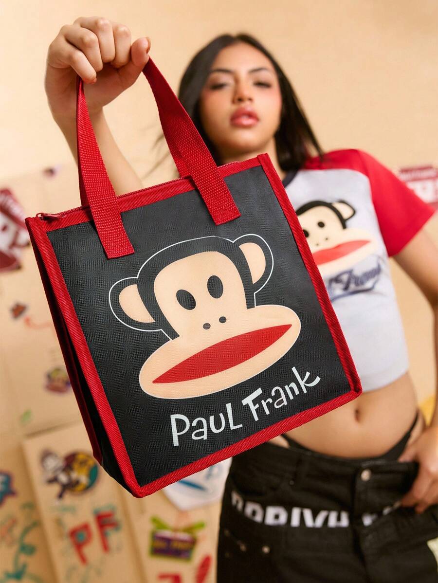 Paul Frank X SHEIN 1pc Cartoon Monkey Printed Insulated Lunch Bag, Keeps Food Warm Or Cold, Large Capacity Picnic Bag Fits Lunch Box & Drink, Suitable For Picnic, Camping, Travel, Home Use, Family, Student - Multicolor - View 1