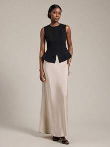 Ontre Blusa negra con cuello redondo y diseño de volantes en el bajo, moderna, elegante, urbana, romántica, western, punk, Y2K, de estilo country, para festival de música, vintage, coreana, para aeropuerto, calle, boda, invitado, cumpleaños, Halloween, casual de oficina, cita, salida, aeropuerto, vuelta al colegio, Navidad, Año Nuevo