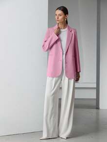 EURMUSE Decor Pocket Single Breasted Blazer Workwear  - Dusty Pink - View 6