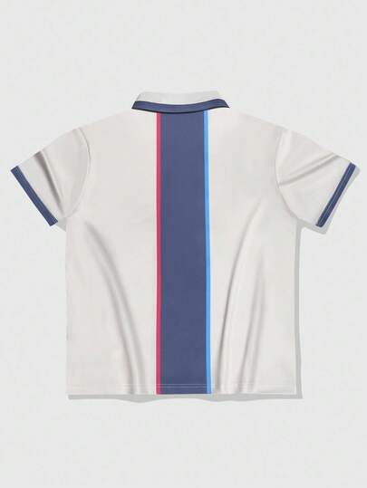 Prep Men's Contrast Color Short Sleeve Casual Polo Shirt With Half-Placket