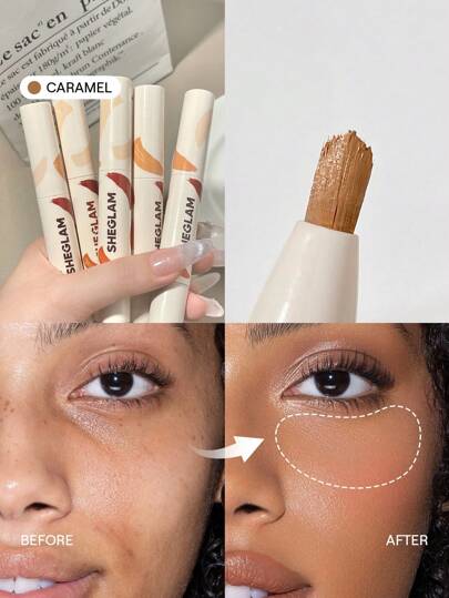 SHEGLAM Correcteur De Teint Haute Couvrance Perfect Skin-Caramel 20 Nuances Correcteur Liquide Pinceau Hydratant Anti-Cernes Sans Poids Hydratant Toute La JournéE Maquillage Du Correcteur Marque Beauté Visage Maquillage Maquilliage CosméTique Pour Femmes Filles Parfait Pour Hiver Printemps ÉTé IdéAl Pour Y2K ÉLéGant Mode Adapté Pour Anniversaire FêTe Des MèRes Cadeau FêTe PrêT Meilleure Couleur