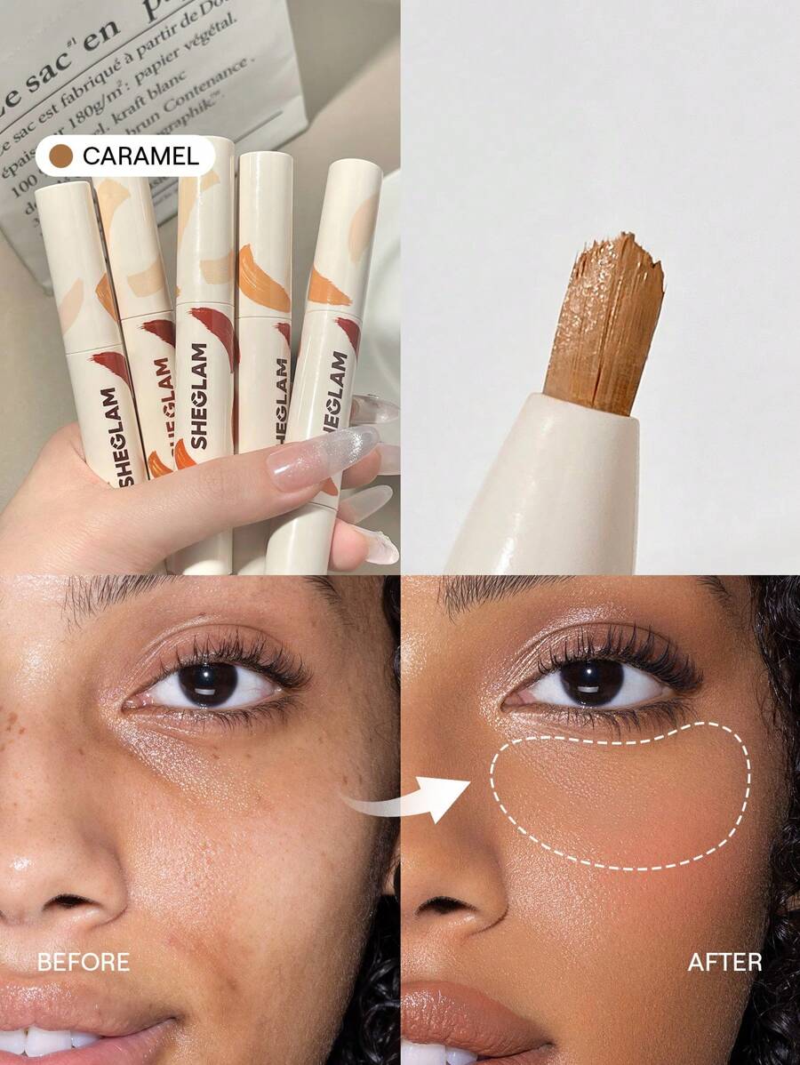 SHEGLAM 完美肌膚高遮瑕遮瑕膏-焦糖色 20 色液體遮瑕刷保濕輕盈全天保濕遮瑕膏化妝品促銷遮瑕膏 品牌 美容 化妝 化妝品 適合女性與女孩 完美搭配夏季春季 Y2K 時尚 流行 生日 母親節禮物 假期 派對準備就緒 最佳顏色 - Caramel - 查看 1