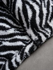 PAVTROS Men's Zebra Print Long Sleeve Fleece Zip-Up Hooded Jacket , Fall Winter