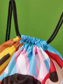 Paul Frank X SHEIN 1 حقيبة ظهر بسحاب كرتوني بطبعة قرد، قابلة للتعديل، حقيبة رياضية، حقيبة قماش، حقيبة كاجوال، حقيبة سفر، حقيبة شاطئ رياضية، مناسبة للجنسين