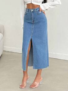 SHEIN Cottnline Women Mom Fit Denim Pant - Blue - View 5