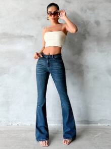 EURMUSE Women'S Slim Fit Flared Jeans - Blue - View 4