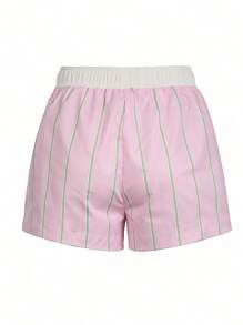 INAWLY Plus Size Casual Colorblock Striped Shorts, Summer - Multicolor - View 2