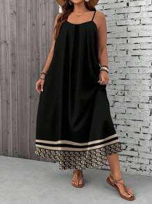 EMERY ROSE 大码花卉印花度假连衣裙 - 黑色 - 查看 1