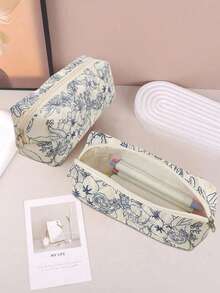 1 件别致碎花铅笔盒、文具袋、化妆包、桌面收纳袋、自然风格、返校、铅笔袋、书包 - 彩色 - 查看 7