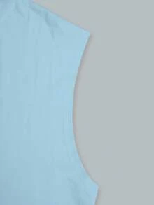 Manfinity Dauomo 男士时尚百搭纯色宽肩背心 - 淺藍色 - 查看 4