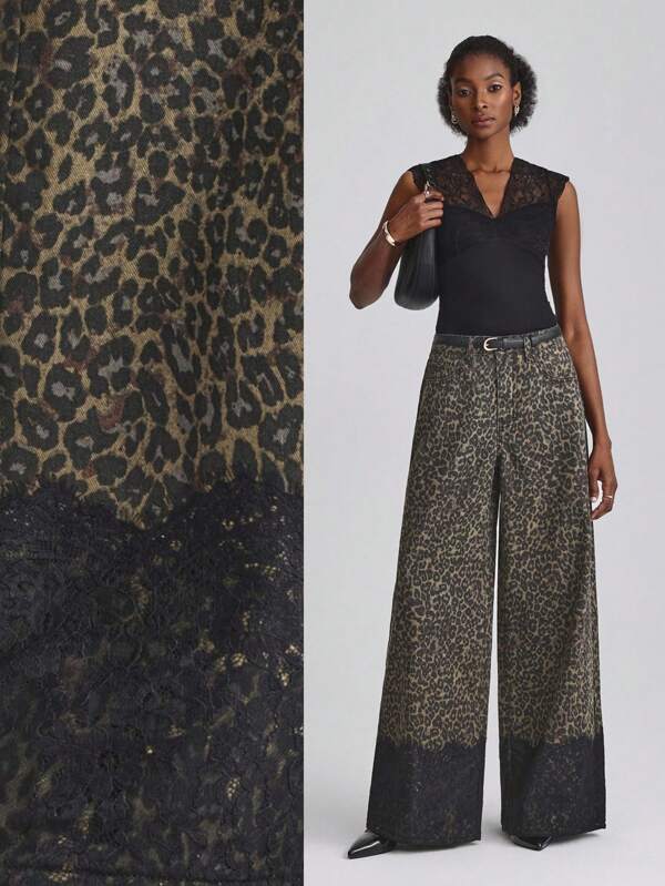 Selenza Jeans di moda casual e ampi con stampa leopardata per donne