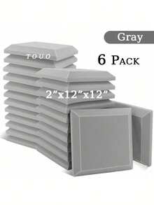 TOUO 6-24 片大号方形斜边吸音泡沫板 12 英寸 x 12 英寸 x 2 英寸/12 英寸 x 12 英寸 x 1.18 英寸，高密度隔音墙板，8 种颜色，工作室和卧室隔音处理，隔音家居配件