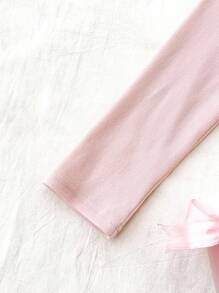 SHEIN Pink Scoop Neck Long Sleeve Cute T-Shirt For Teen Girls With Asymmetrical Hem Cute Tops Teen Girl Clothes Long Sleeve Tops Cute Clothes Girls Clothes Fall Winter - Pink - View 7