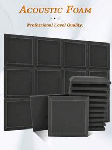 TOUO 6-24 片大号方形斜边吸音泡沫板 12 英寸 x 12 英寸 x 2 英寸/12 英寸 x 12 英寸 x 1.18 英寸，高密度隔音墙板，8 种颜色，工作室和卧室隔音处理，隔音家居配件