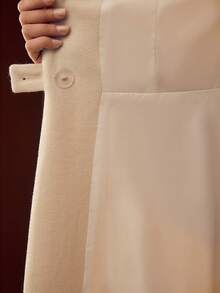 MOTF PREMIUM STYLISH TASSEL EMBROIDERED LONG TRENCH COAT, SLIM FIT, AUTUMN/WINTER - Apricot - View 8