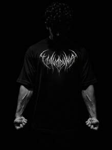 Manfinity Sport PWRUP Herren Lässig Rundhals Skelett Muster Kurzarm Sport Top, Sommer