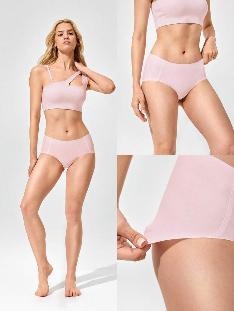 2 paquetes de ropa interior sin costuras de cintura media, transpirable y que absorbe la humedad, de cobertura total y sin marcas para uso diario y entrenamiento