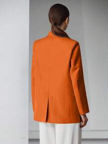 EURMUSE Decor Pocket Single Breasted Blazer Workwear  - Burnt Orange - View 7