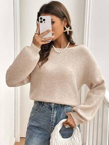 Serisse Women's Solid Color Bow Decor Long Sleeve Sweater Autumn Winter Clothes For Women Casual Spring - Beige - View 2
