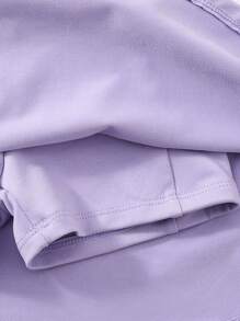 SHEIN 2件組少女純色修身休閒短褲與運動服套裝 - 彩色 - 查看 5