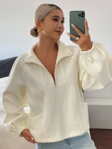 DAZY 女士宽松休闲白色运动衫，秋季新品