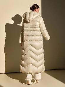 CLARA VERO Women Solid Color Belted And Pocket Detailed Long Winter Coats - Champagne - View 2