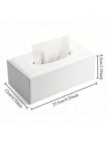 SHEIN White Grid Rectangular Large Tissue Box With Black Background PU Leather Napkin Extraction