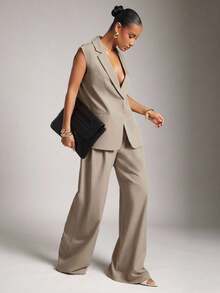 Hauture Old Money Sexy Business Casual Office Pleated Wide Leg Pants For Women Elegant High Waist, Lightweight Work Trousers, Chic Professional Outfit