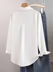 SHEIN Camisa holgada versátil y casual de estilo universitario para niñas preadolescentes, temporada de vuelta a clases