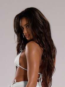 Musera Resort Áo bikini tam giác buộc dây sau cổ yếm cho kỳ nghỉ hè trên bãi biển, khu nghỉ dưỡng biển, gợi cảm, thanh lịch, lễ hội, cô dâu, tiệc độc thân, đám cưới, tiệc chia tay độc thân, kỳ nghỉ xuân. - trắng - Xem 2