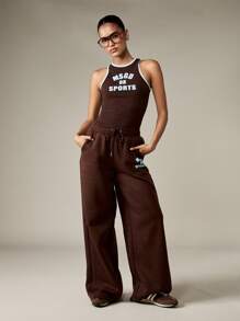 MISSGUIDED MSGD Athletic Racer Back Tank Top Women Halter Neck Crop Top Summer Workout Gym Sports Running Sleeveless Active Wear Fitted Exercise Training Vest