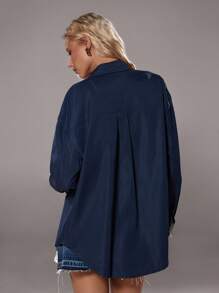 TRNVIE Casual Cargo 2 In 1 Striped Women Jacket Fall Winter Cloth For Women - Navy Blue - View 2