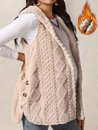 Boho Mama 孕妇休闲纯色无袖连帽开衫，秋冬