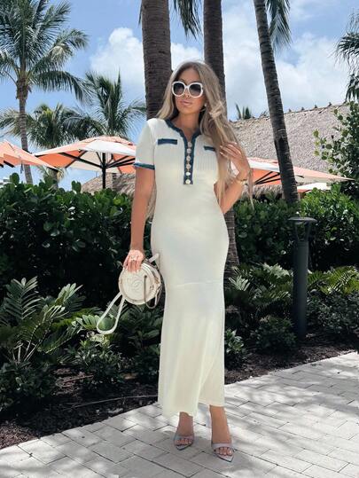 Cioccolato Summer Contrasting Women's Elegant Dress