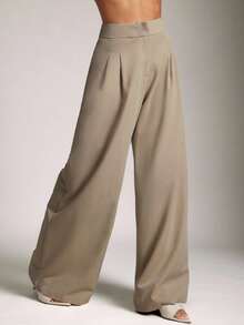 Hauture Old Money Sexy Business Casual Office Pleated Wide Leg Pants For Women Elegant High Waist, Lightweight Work Trousers, Chic Professional Outfit