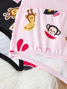 Paul Frank X SHEIN 加大码柔软舒适可爱卡通猴子印花内裤 - 彩色 - 查看 4