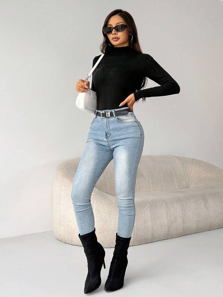 EURMUSE 3pcs Turtle Neck Ribbed Knit Sweater,Jumper,Jumpers For Women,Cream Jumper,Jumpers,Christmas Jumper,White Jumper,Black Jumper,Ladies Jumper,Tall In Women,Women's Jumpers - Multicolor - View 9