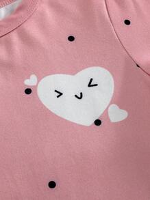 2pcs Baby Girls' Short Sleeve Nightgown, Casual Cute Printed Interchangeable, Suitable For Home Wear, Spring/Autumn Baby Girl Night Dress - Dusty Pink - View 3
